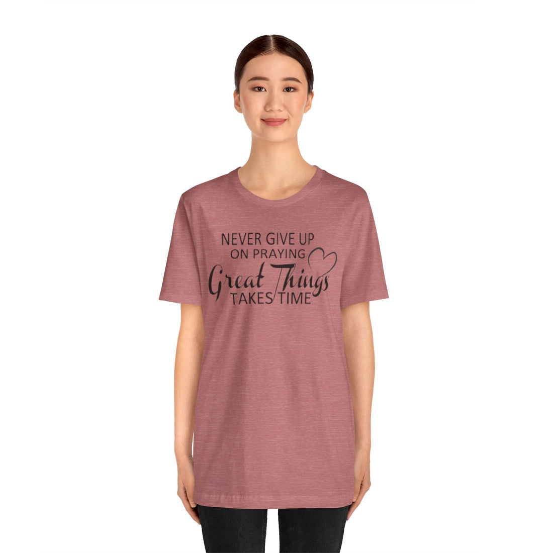 Inspirational Prayer Tee, Unisex Short Sleeve Shirt, Motivational Gift, Faith-Based Apparel, Great Things Take Time Shirt